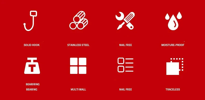 Heavy Duty Adhesive Wall Hooks 22lbs – Waterproof Transparent Nail-Free Hooks for Kitchen & Bathroom