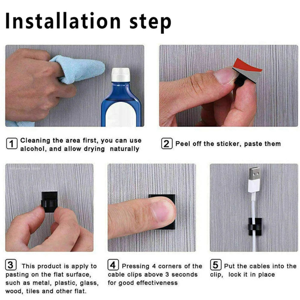 Self Adhesive Cable Clips – Wire Organizer & Cord Holder 10/50PCS