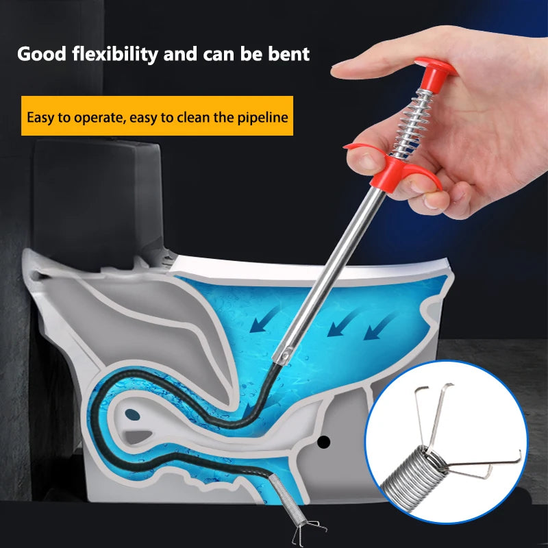 Four-Claw Telescopic Drain Opener – Hand Plunger for Bathroom and Kitchen Pipes