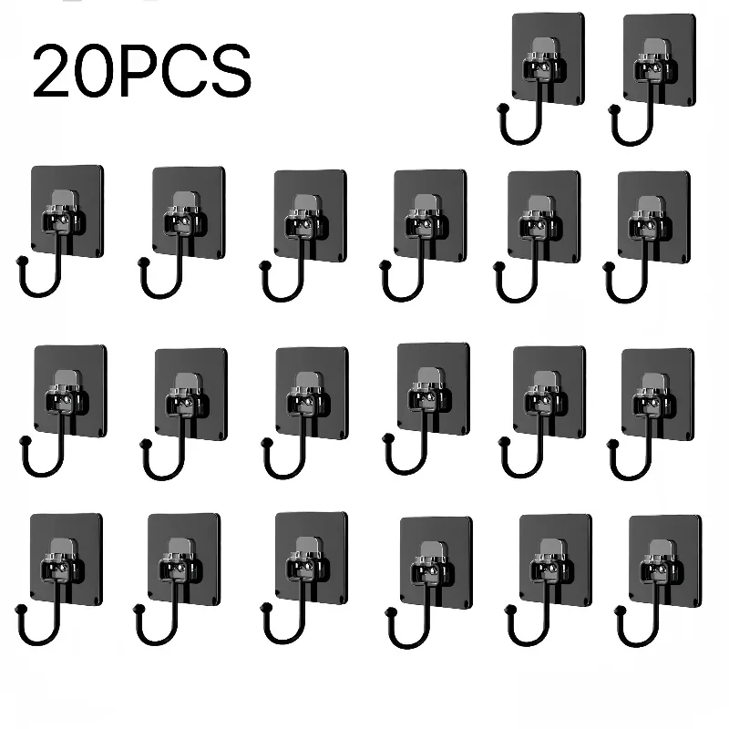 Heavy Duty Adhesive Wall Hooks 22lbs – Waterproof Transparent Nail-Free Hooks for Kitchen & Bathroom