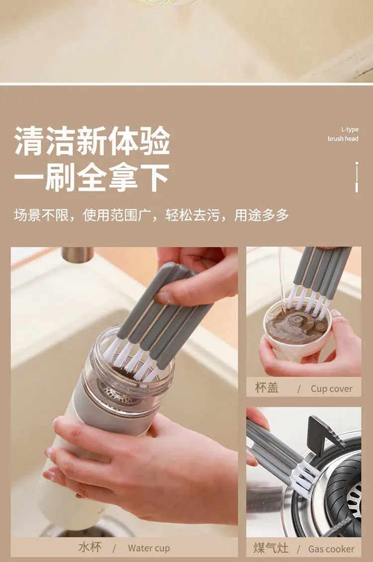 Multifunctional Flexible Cleaning Brush – Milk Bottle, Cup Slot & Keyboard Cleaner