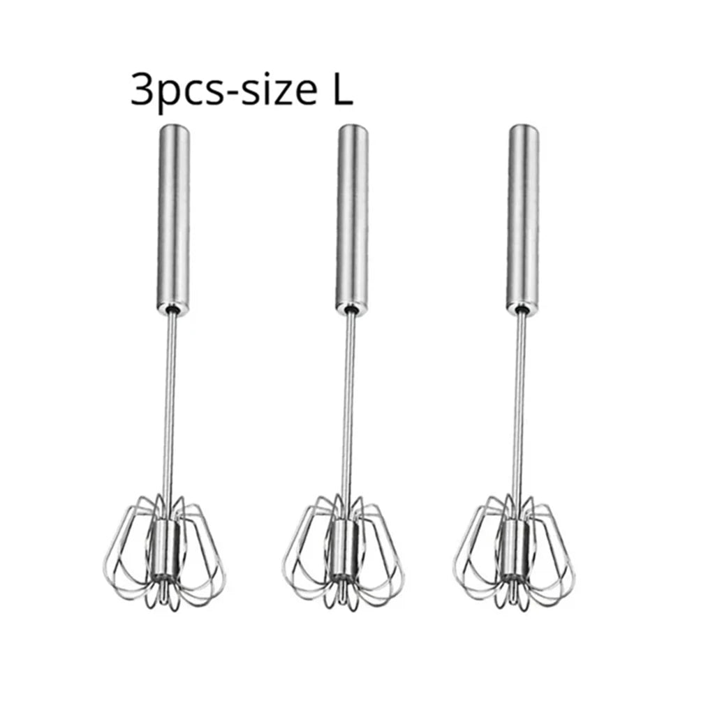 Stainless Steel Semi-Automatic Egg Beater – Manual Hand Whisk Mixer for Baking & Cooking
