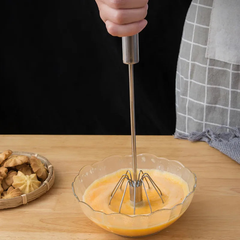 Stainless Steel Semi-Automatic Egg Beater – Manual Hand Whisk Mixer for Baking & Cooking