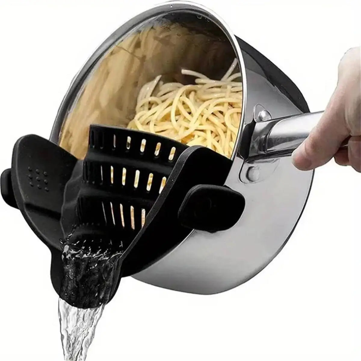 Clip-On Pot Strainer for Pots & Pans – Adjustable Kitchen Pasta & Vegetable Strainer