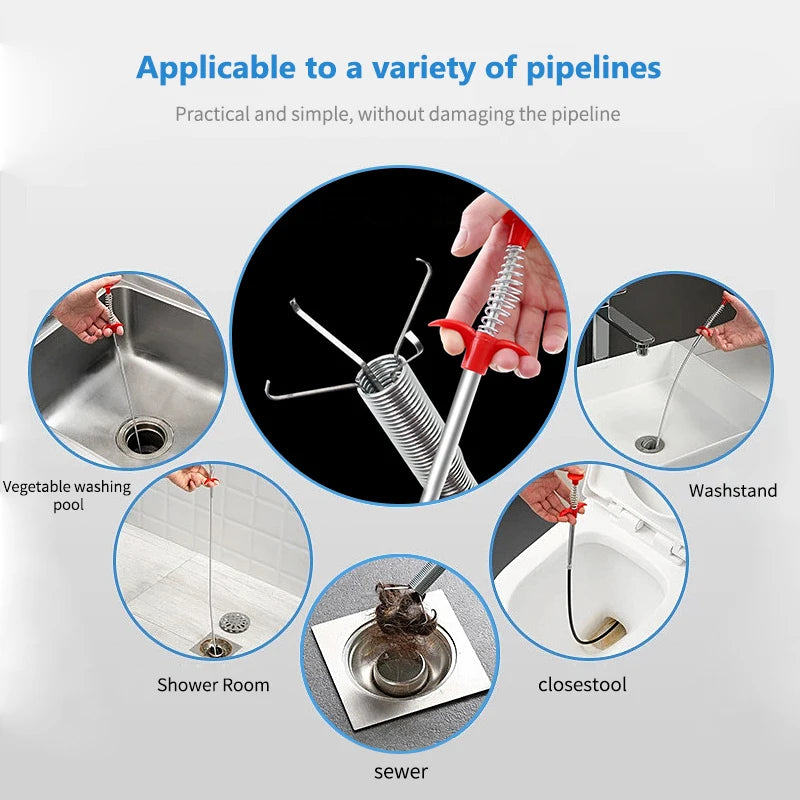 Four-Claw Telescopic Drain Opener – Hand Plunger for Bathroom and Kitchen Pipes