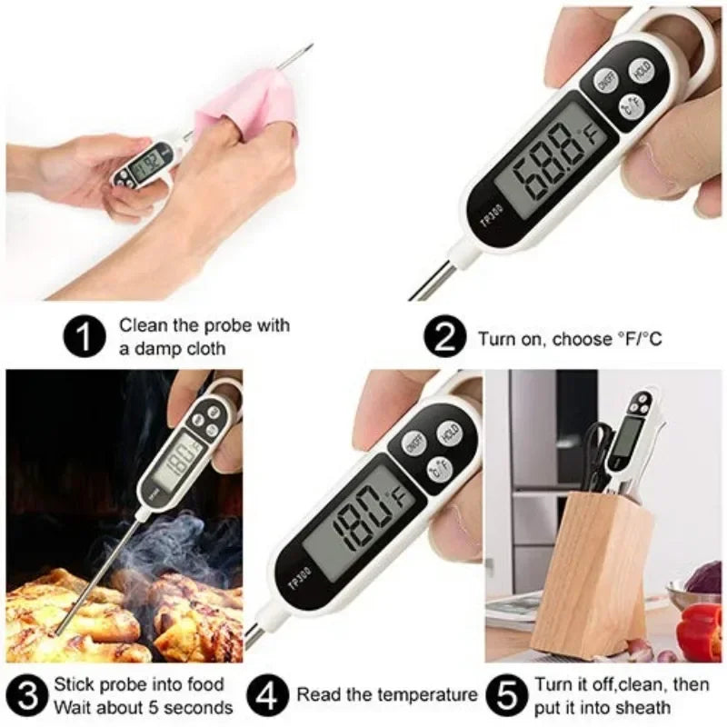 Digital Food Thermometer TP300 – Kitchen, Meat, BBQ, Oven & Water/Oil Cooking Probe