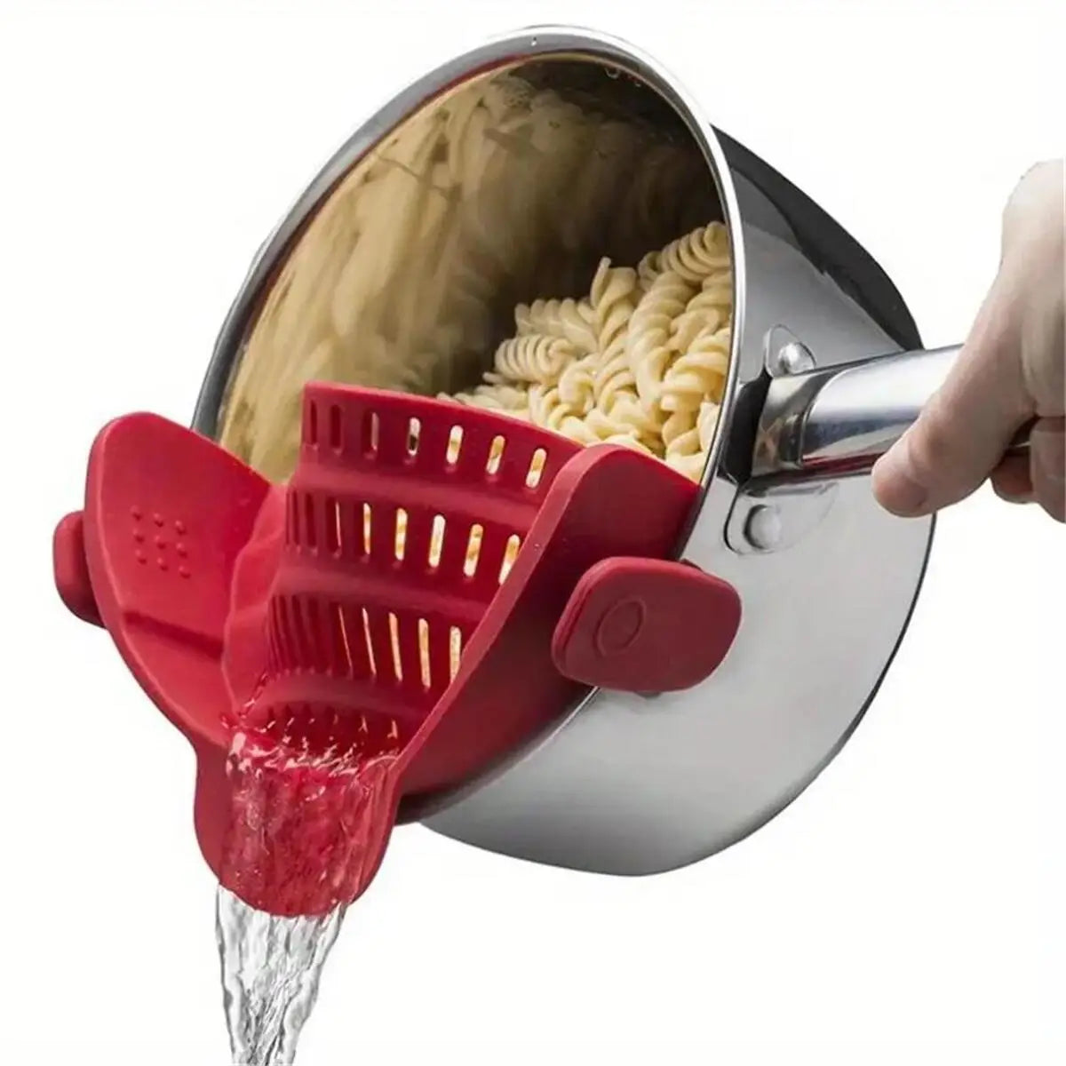 Clip-On Pot Strainer for Pots & Pans – Adjustable Kitchen Pasta & Vegetable Strainer