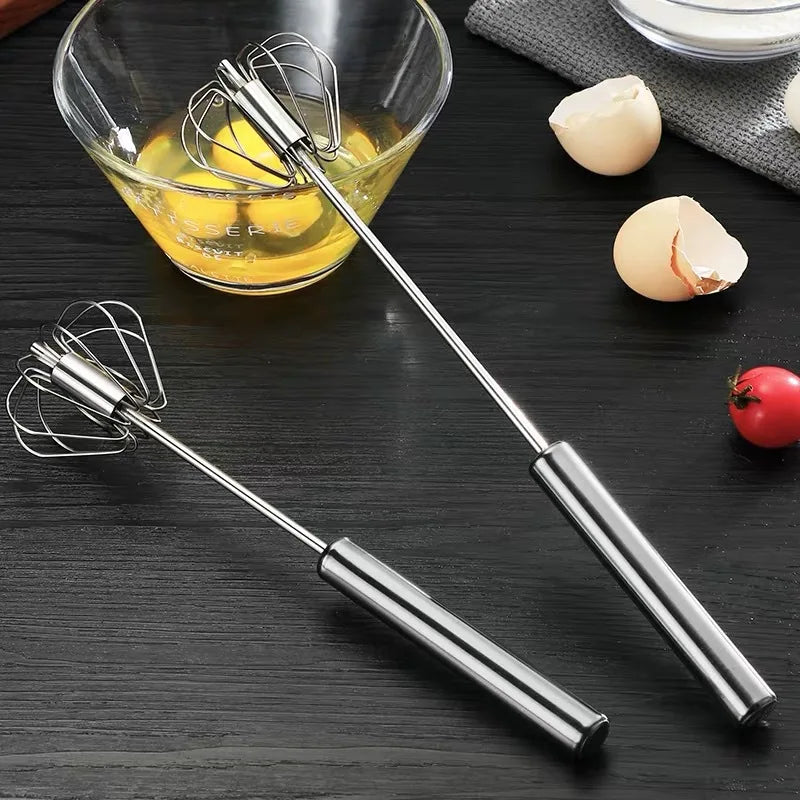 Stainless Steel Semi-Automatic Egg Beater – Manual Hand Whisk Mixer for Baking & Cooking