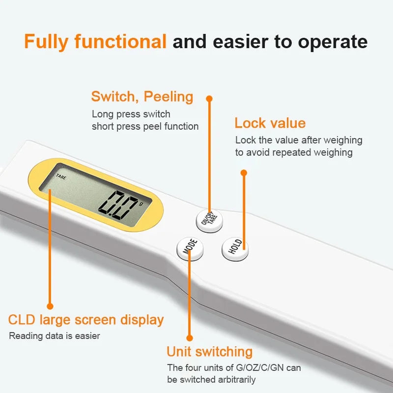 Mini Spoon Digital Kitchen Scale – LCD Food Scale for Coffee, Flour & Cooking (0.1-500g)