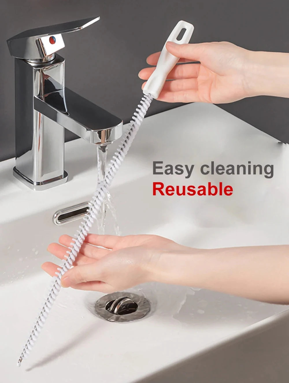 Drain Cleaning Brush – Flexible Hair & Clog Remover for Bathroom, Sink & Sewer Pipes