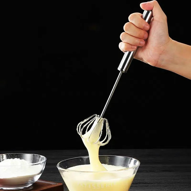 Stainless Steel Semi-Automatic Egg Beater – Manual Hand Whisk Mixer for Baking & Cooking