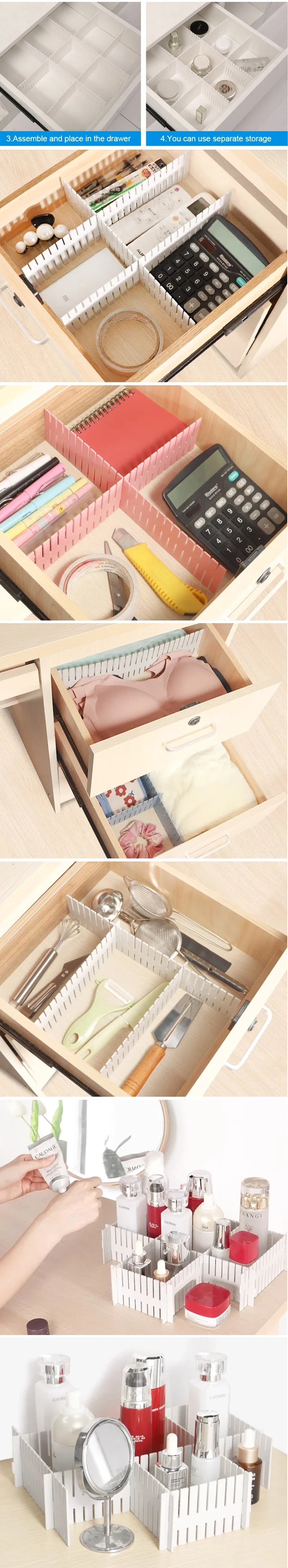 Adjustable Drawer Divider Organizer – Expandable Storage for Clothes & Cosmetics