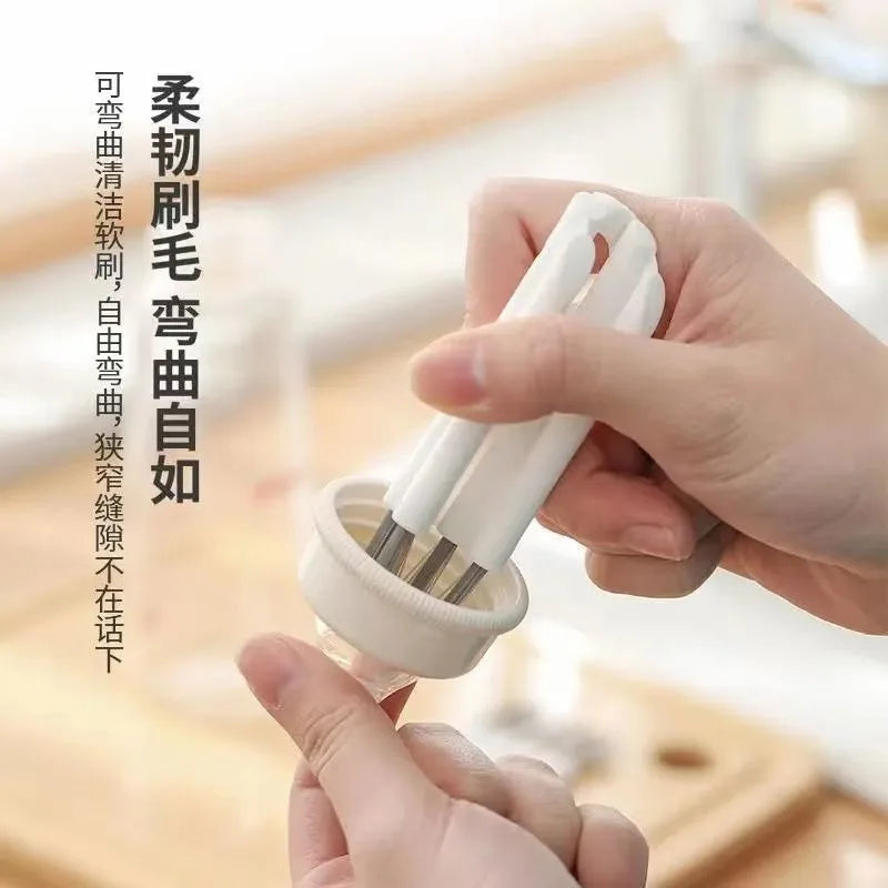 Multifunctional Flexible Cleaning Brush – Milk Bottle, Cup Slot & Keyboard Cleaner