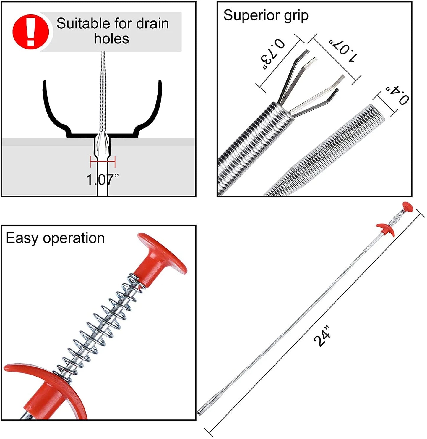 Four-Claw Telescopic Drain Opener – Hand Plunger for Bathroom and Kitchen Pipes