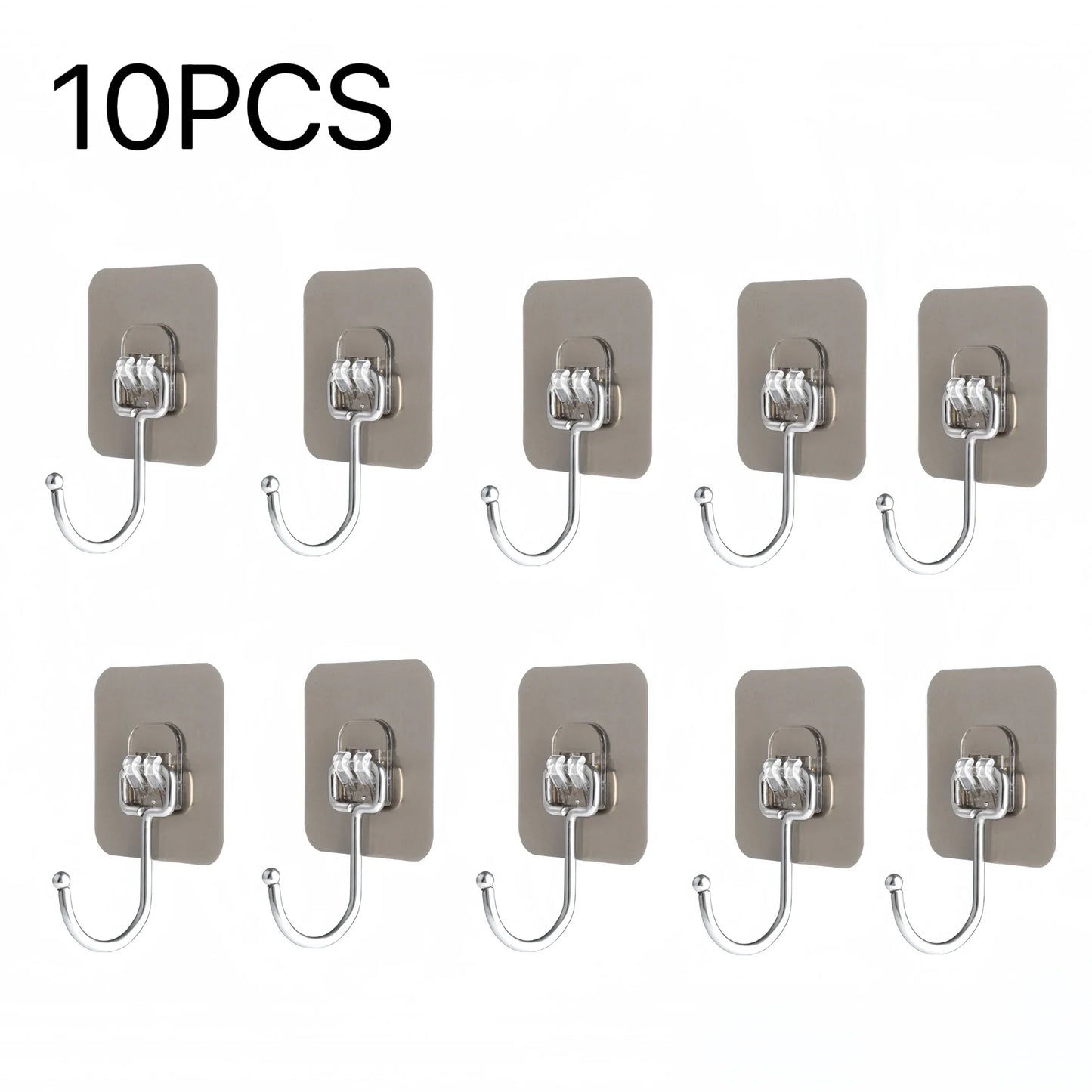 Heavy Duty Adhesive Wall Hooks 22lbs – Waterproof Transparent Nail-Free Hooks for Kitchen & Bathroom