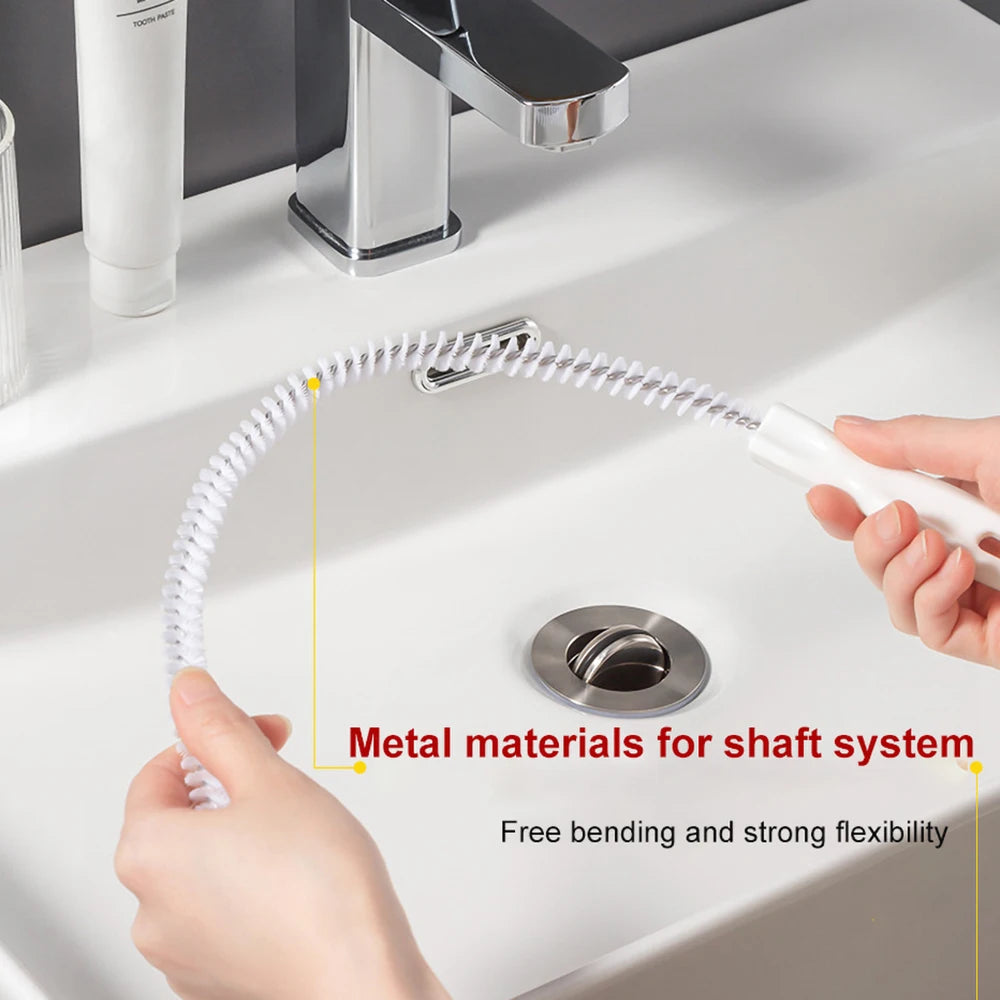Drain Cleaning Brush – Flexible Hair & Clog Remover for Bathroom, Sink & Sewer Pipes