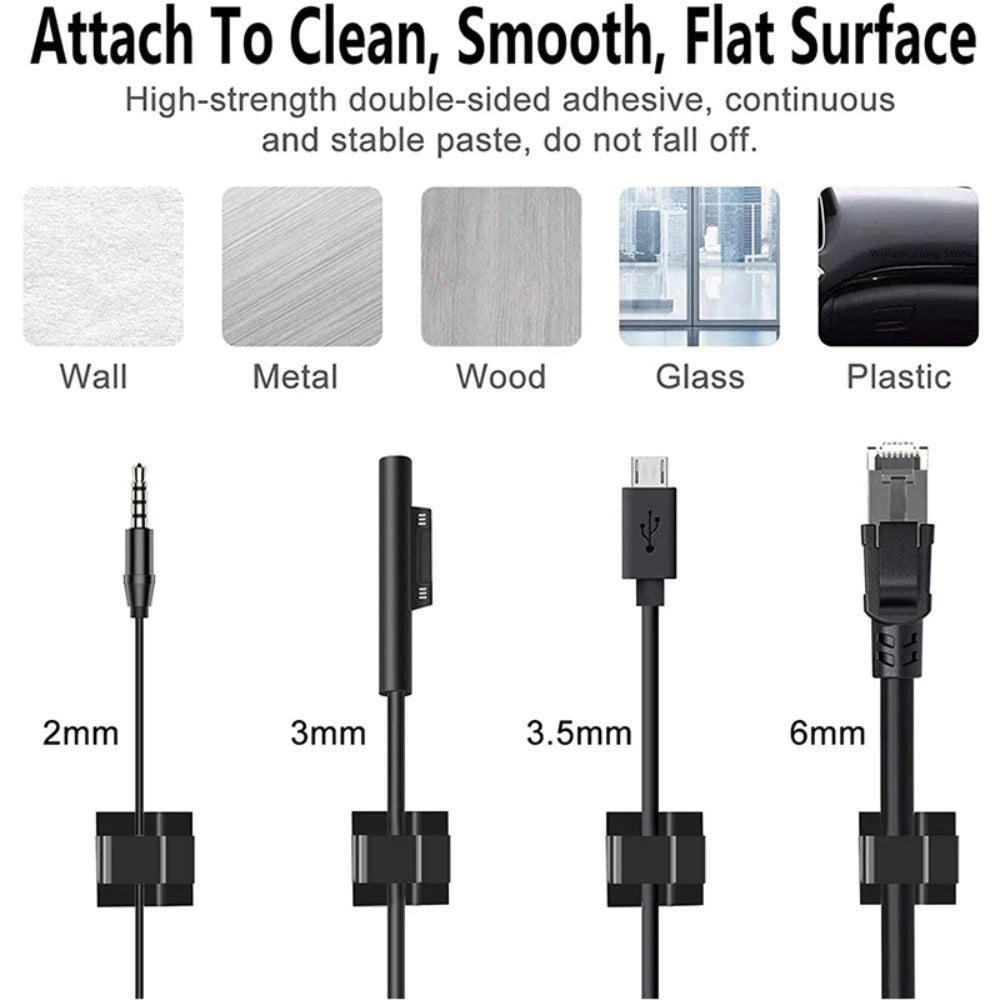 Self Adhesive Cable Clips – Wire Organizer & Cord Holder 10/50PCS