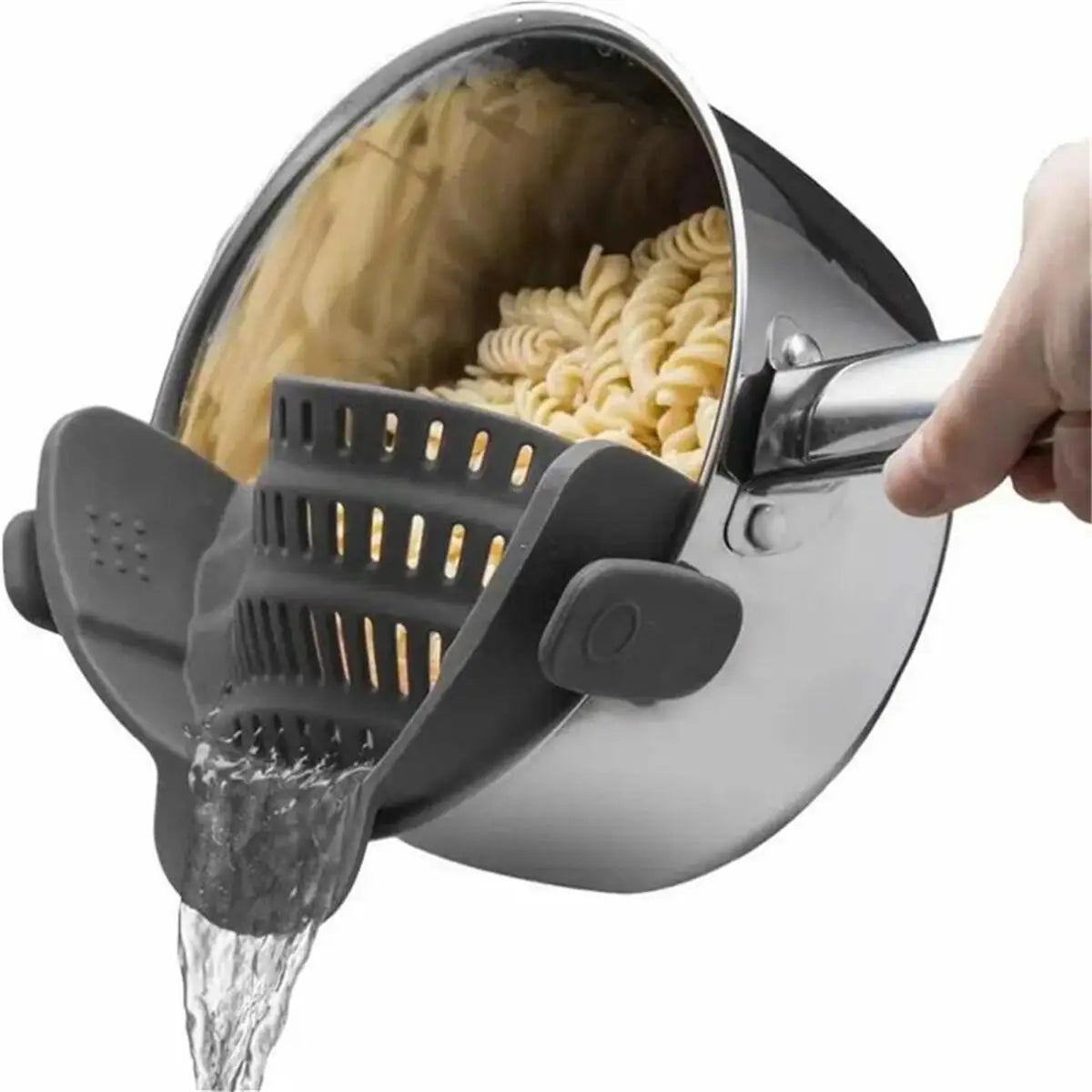 Clip-On Pot Strainer for Pots & Pans – Adjustable Kitchen Pasta & Vegetable Strainer