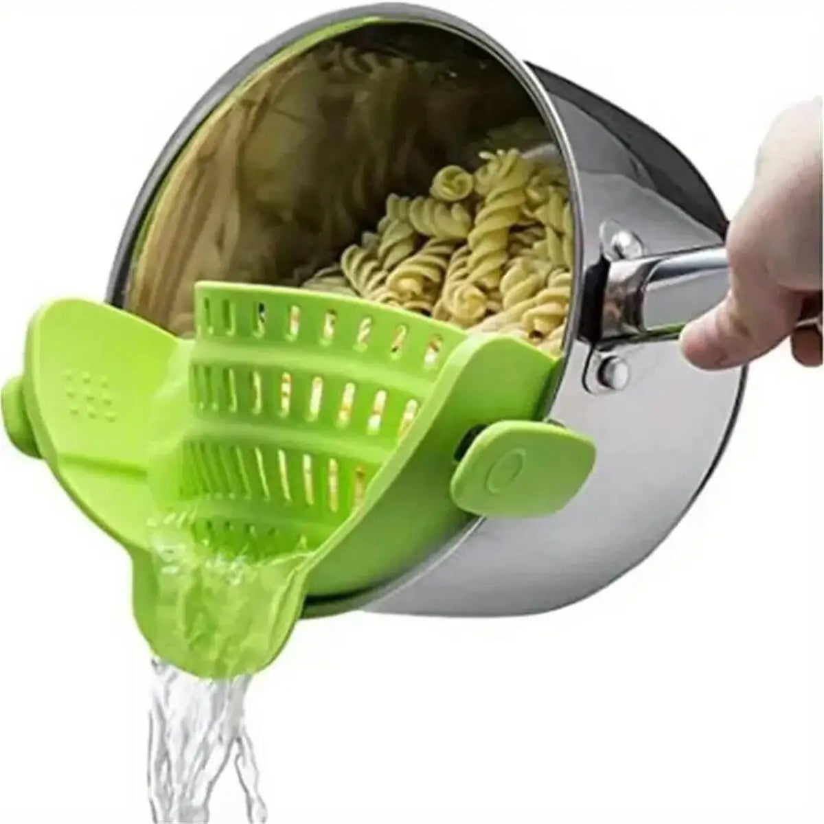 Clip-On Pot Strainer for Pots & Pans – Adjustable Kitchen Pasta & Vegetable Strainer