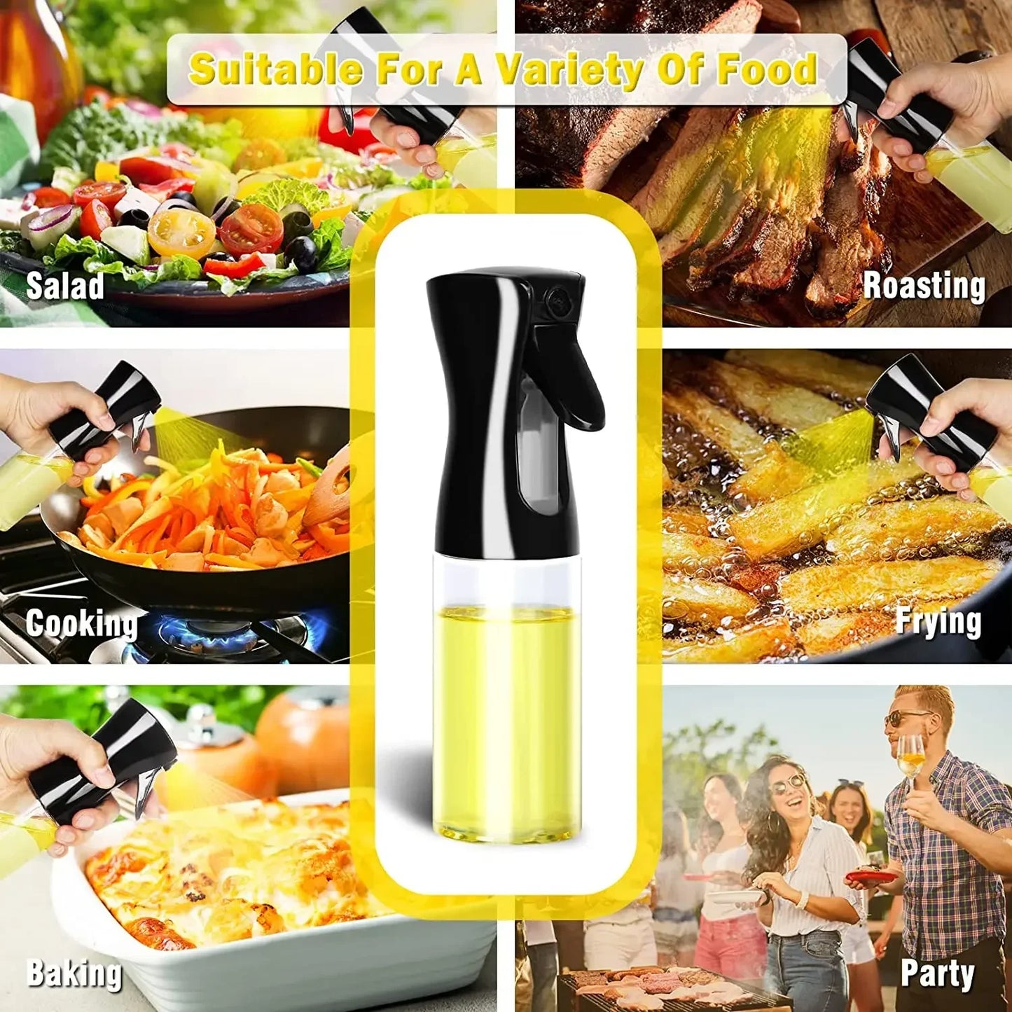 Oil Spray Bottle Dispenser – Olive Oil Sprayer for Cooking, Air Fryer, BBQ & Salad