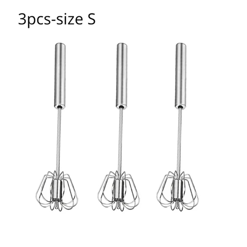 Stainless Steel Semi-Automatic Egg Beater – Manual Hand Whisk Mixer for Baking & Cooking
