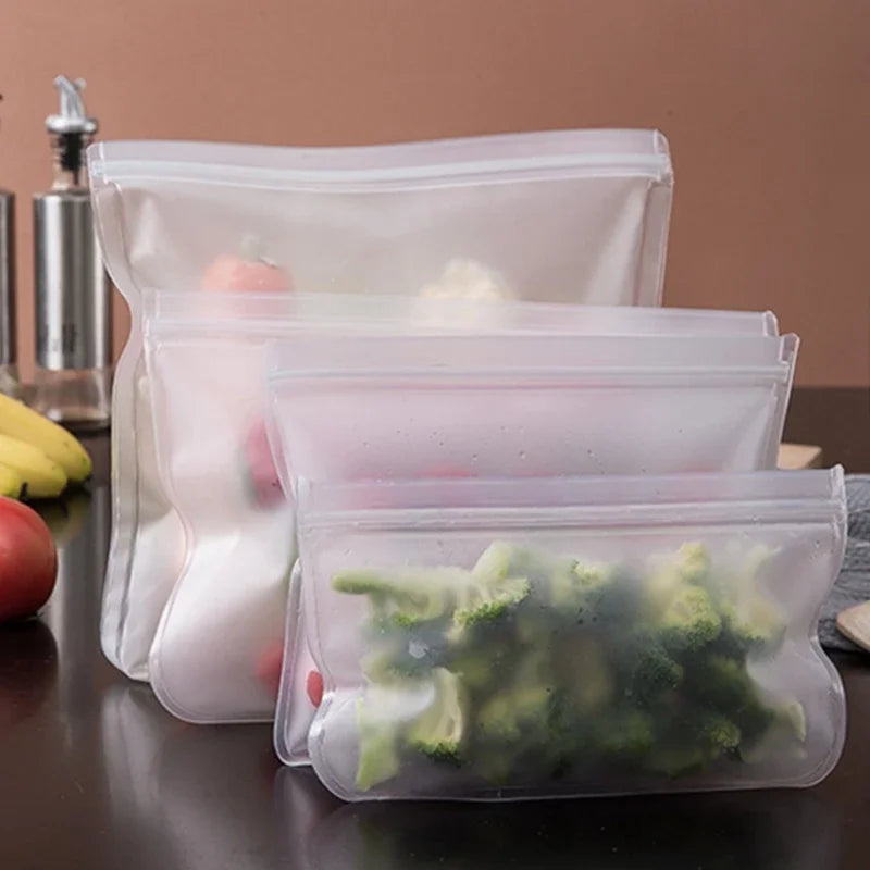Reusable Silicone Food Storage Bag – Leakproof Ziplock Bag for Fruit, Vegetables & Refrigerator Storage