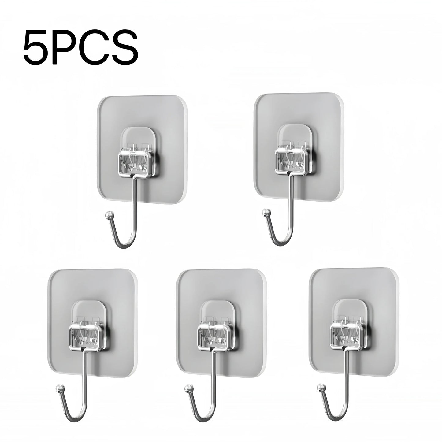 Heavy Duty Adhesive Wall Hooks 22lbs – Waterproof Transparent Nail-Free Hooks for Kitchen & Bathroom