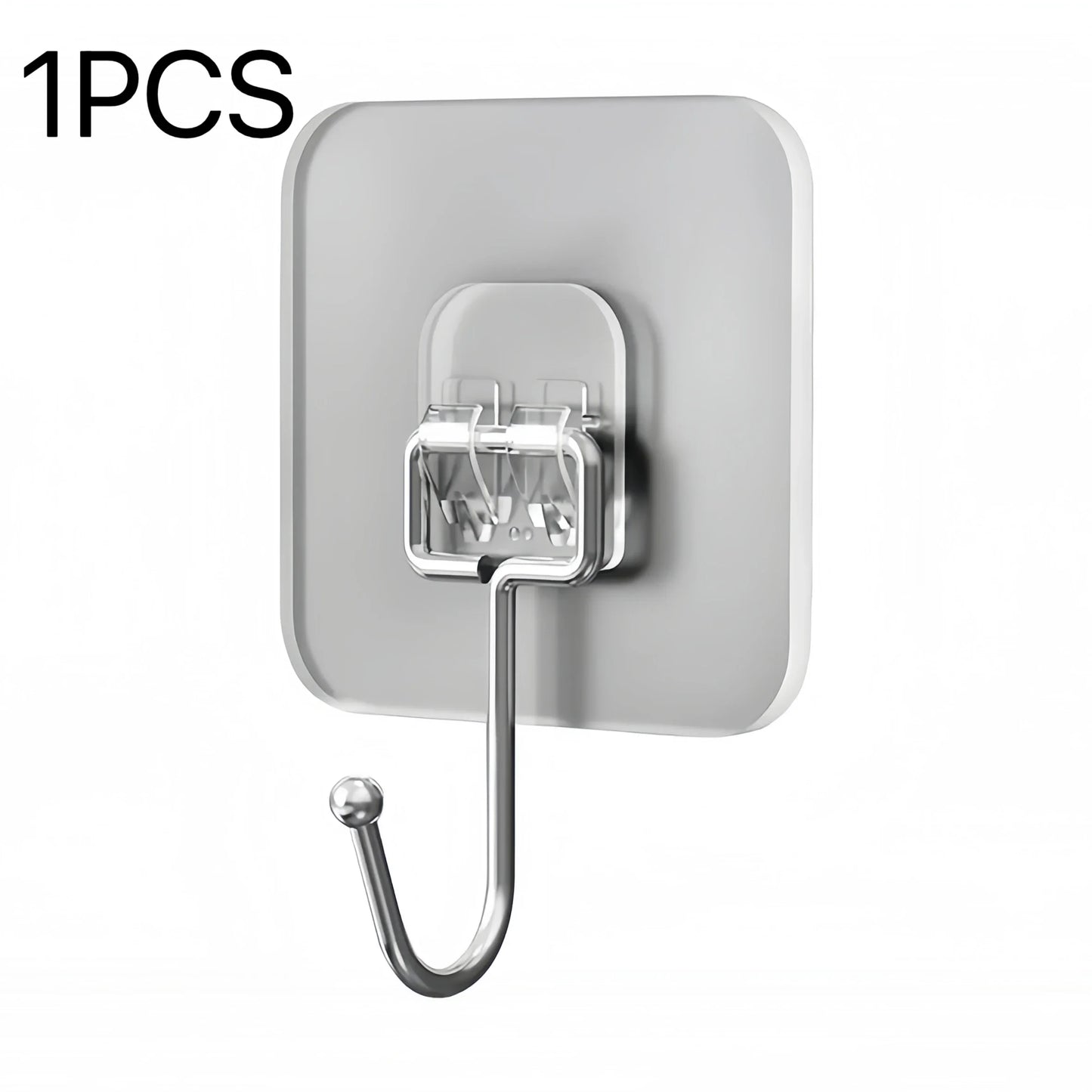Heavy Duty Adhesive Wall Hooks 22lbs – Waterproof Transparent Nail-Free Hooks for Kitchen & Bathroom