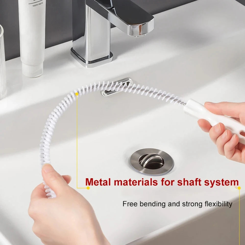 Drain Cleaning Brush – Flexible Hair & Clog Remover for Bathroom, Sink & Sewer Pipes