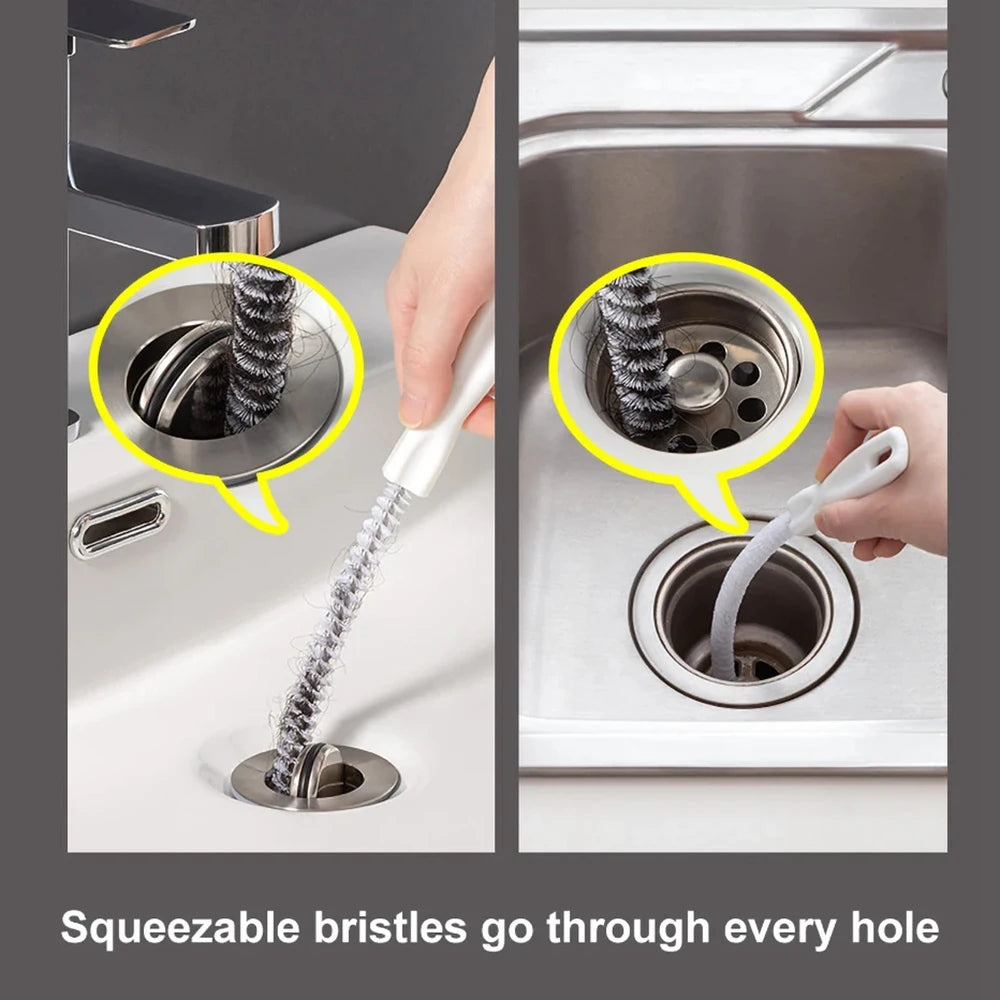 Drain Cleaning Brush – Flexible Hair & Clog Remover for Bathroom, Sink & Sewer Pipes