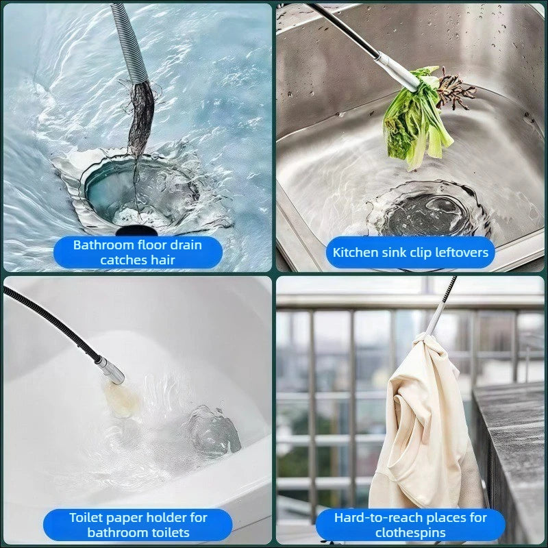 Four-Claw Telescopic Drain Opener – Hand Plunger for Bathroom and Kitchen Pipes