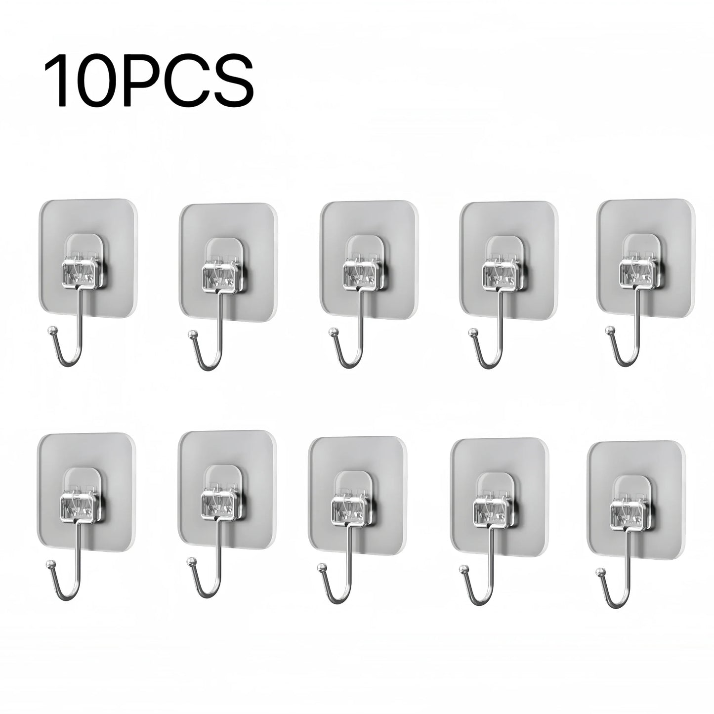 Heavy Duty Adhesive Wall Hooks 22lbs – Waterproof Transparent Nail-Free Hooks for Kitchen & Bathroom