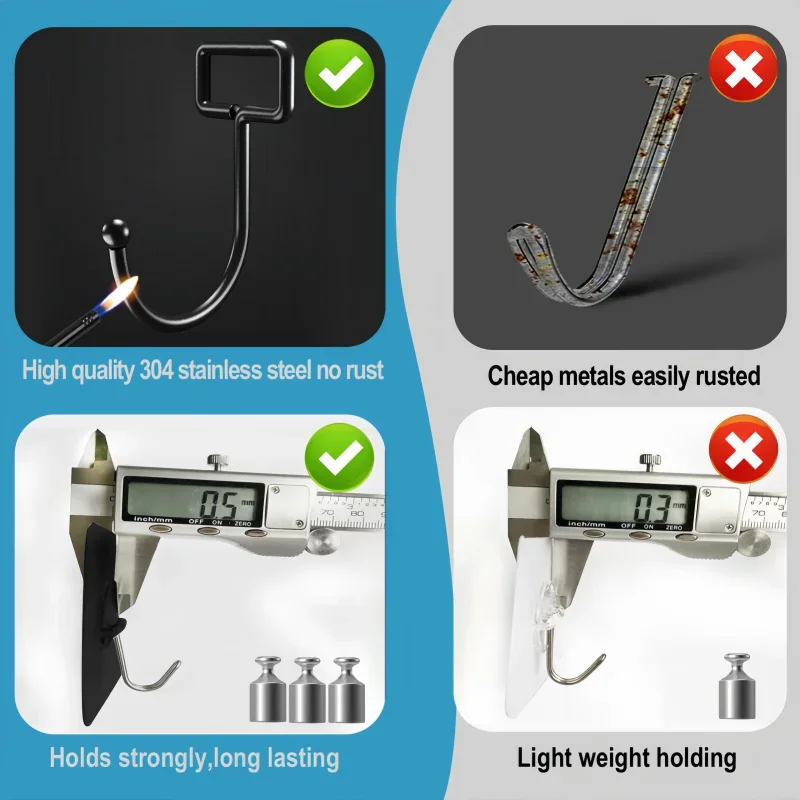Heavy Duty Adhesive Wall Hooks 22lbs – Waterproof Transparent Nail-Free Hooks for Kitchen & Bathroom