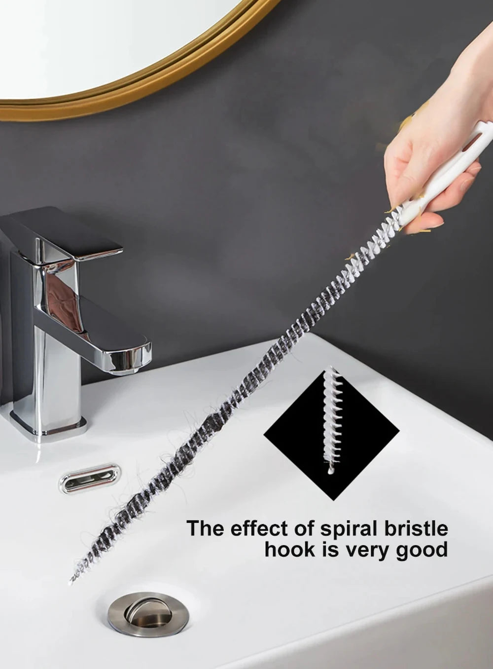 Drain Cleaning Brush – Flexible Hair & Clog Remover for Bathroom, Sink & Sewer Pipes