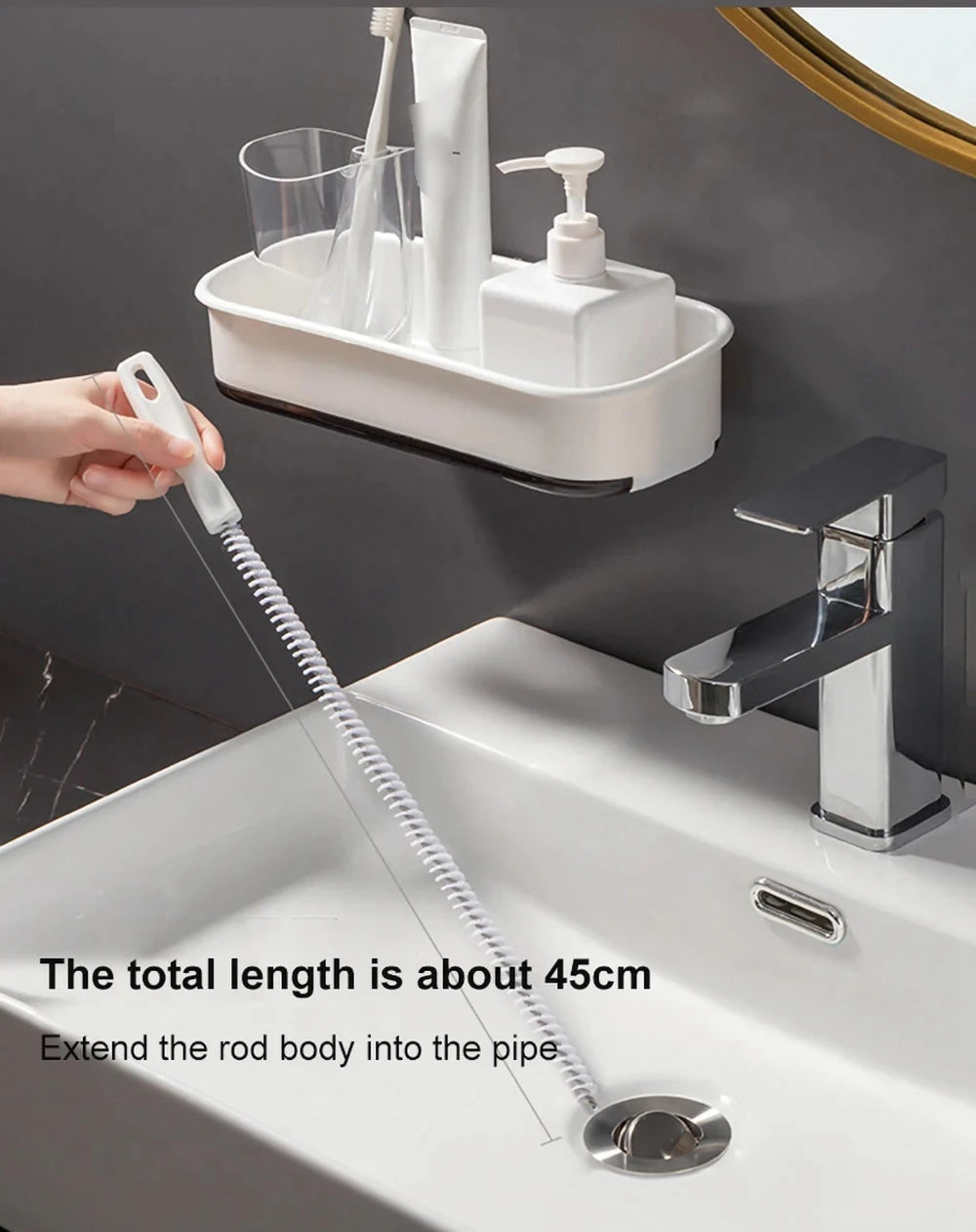 Drain Cleaning Brush – Flexible Hair & Clog Remover for Bathroom, Sink & Sewer Pipes
