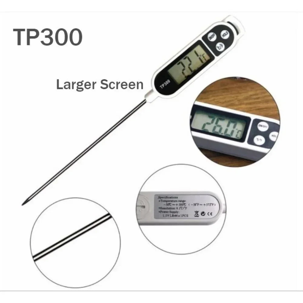 Digital Food Thermometer TP300 – Kitchen, Meat, BBQ, Oven & Water/Oil Cooking Probe