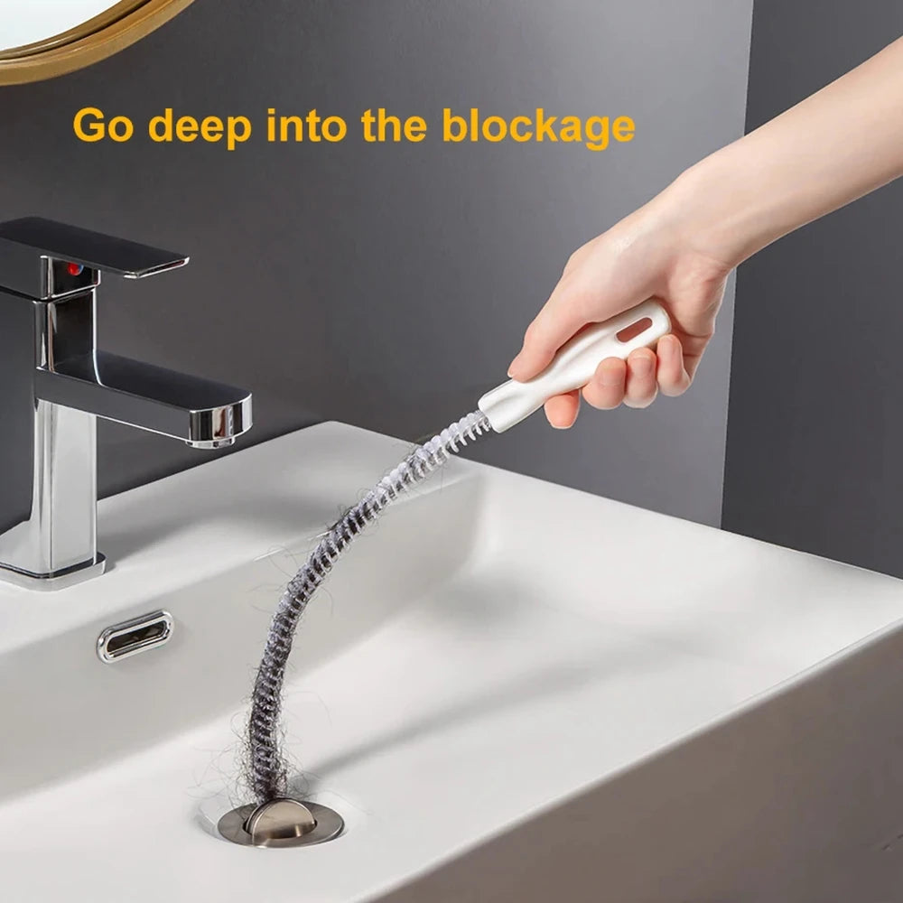 Drain Cleaning Brush – Flexible Hair & Clog Remover for Bathroom, Sink & Sewer Pipes