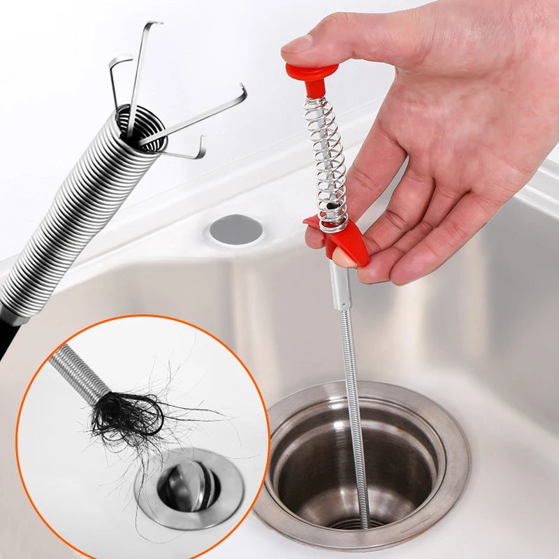 Four-Claw Telescopic Drain Opener – Hand Plunger for Bathroom and Kitchen Pipes