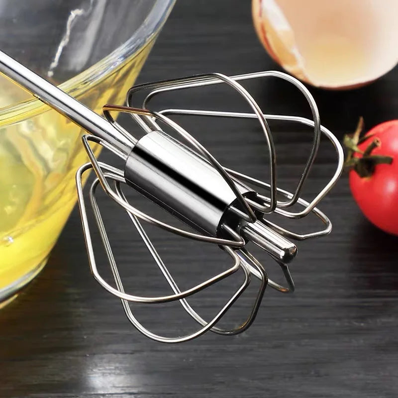 Stainless Steel Semi-Automatic Egg Beater – Manual Hand Whisk Mixer for Baking & Cooking