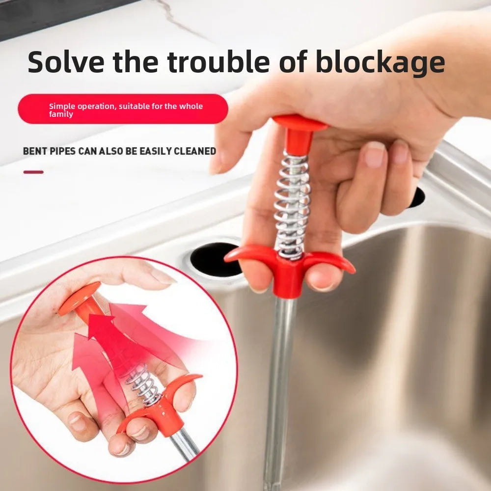 Four-Claw Telescopic Drain Opener – Hand Plunger for Bathroom and Kitchen Pipes