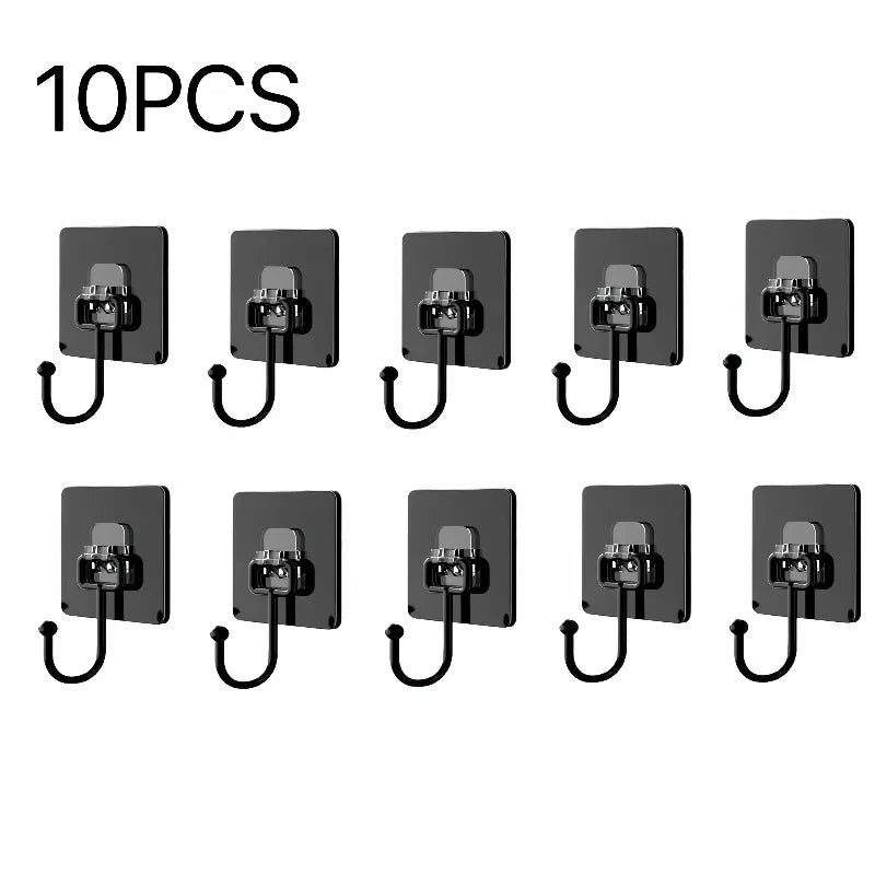 Heavy Duty Adhesive Wall Hooks 22lbs – Waterproof Transparent Nail-Free Hooks for Kitchen & Bathroom