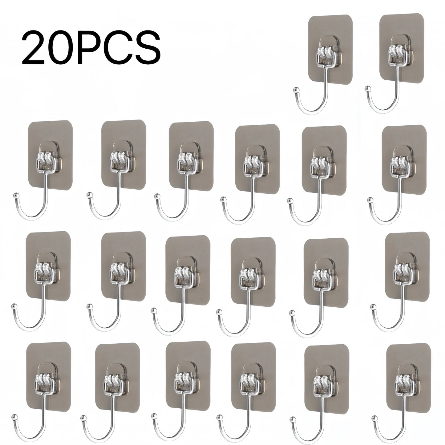 Heavy Duty Adhesive Wall Hooks 22lbs – Waterproof Transparent Nail-Free Hooks for Kitchen & Bathroom