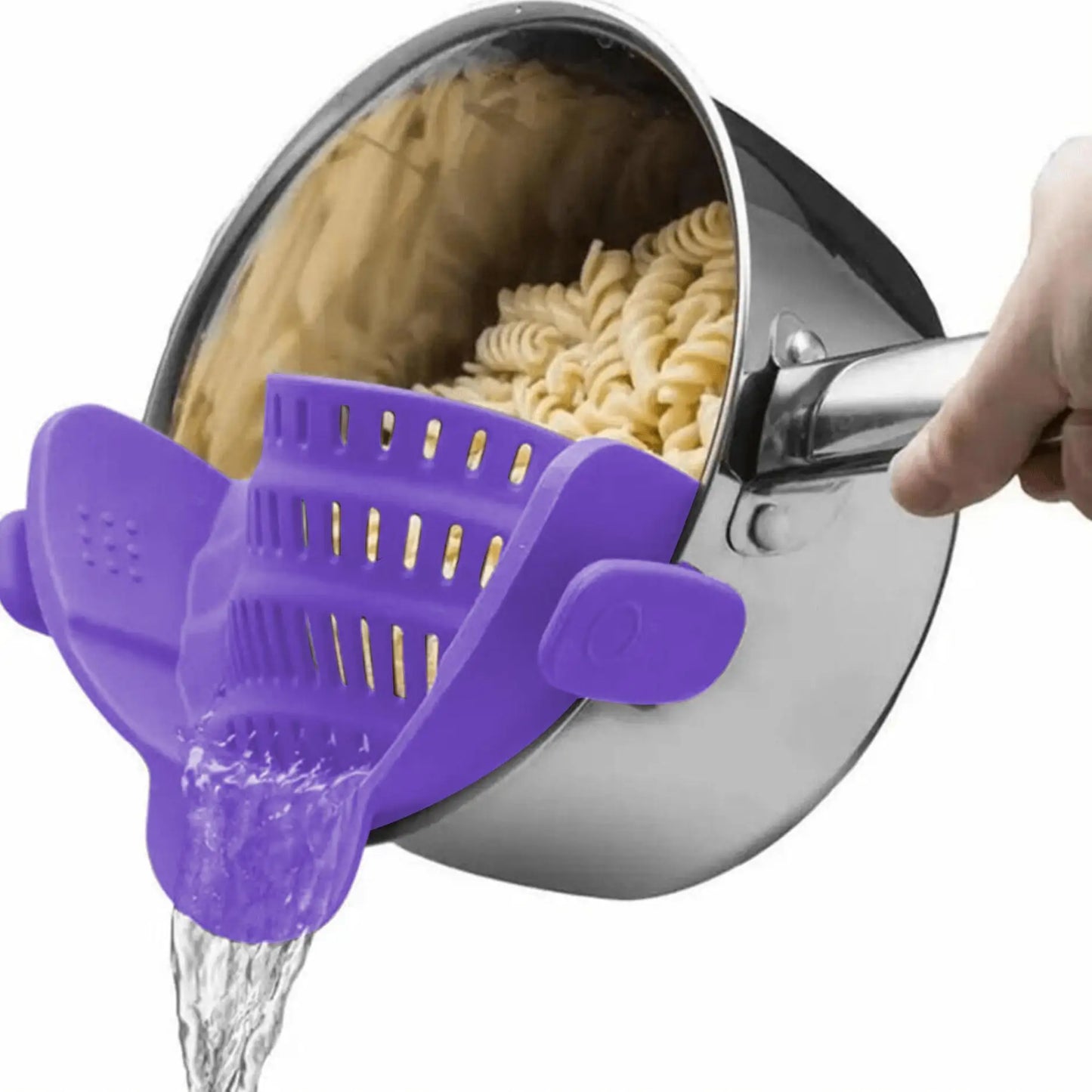 Clip-On Pot Strainer for Pots & Pans – Adjustable Kitchen Pasta & Vegetable Strainer